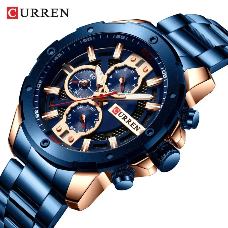 Curren 8336 Men's steel strap calendar Waterproof Quartz Six-Pin Watch Men's Watch