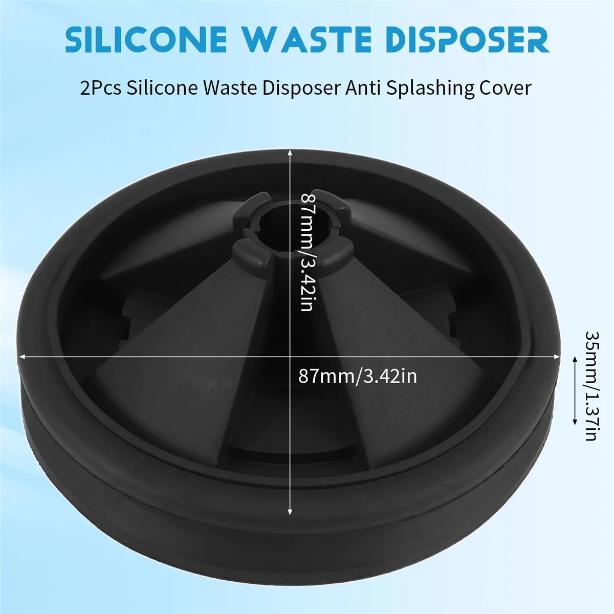 2Pcs Silicone Waste Disposer Anti Splashing Cover 87mm Outer Diameter Fit for InSinkErator Food Waste Disposer 5