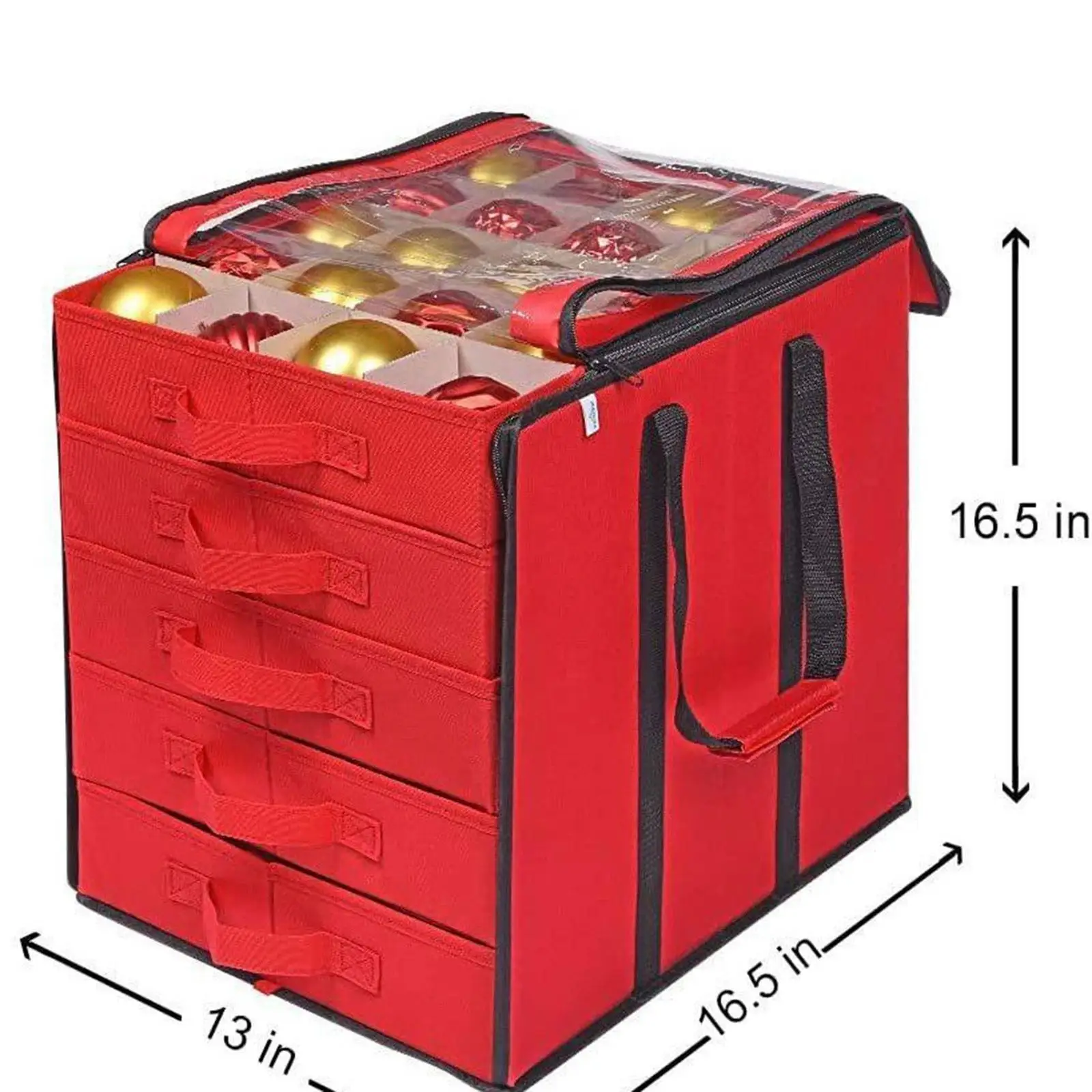Christmas Ornament Storage Box Container Bin with Dividers Drawer Organizer for Fireplace