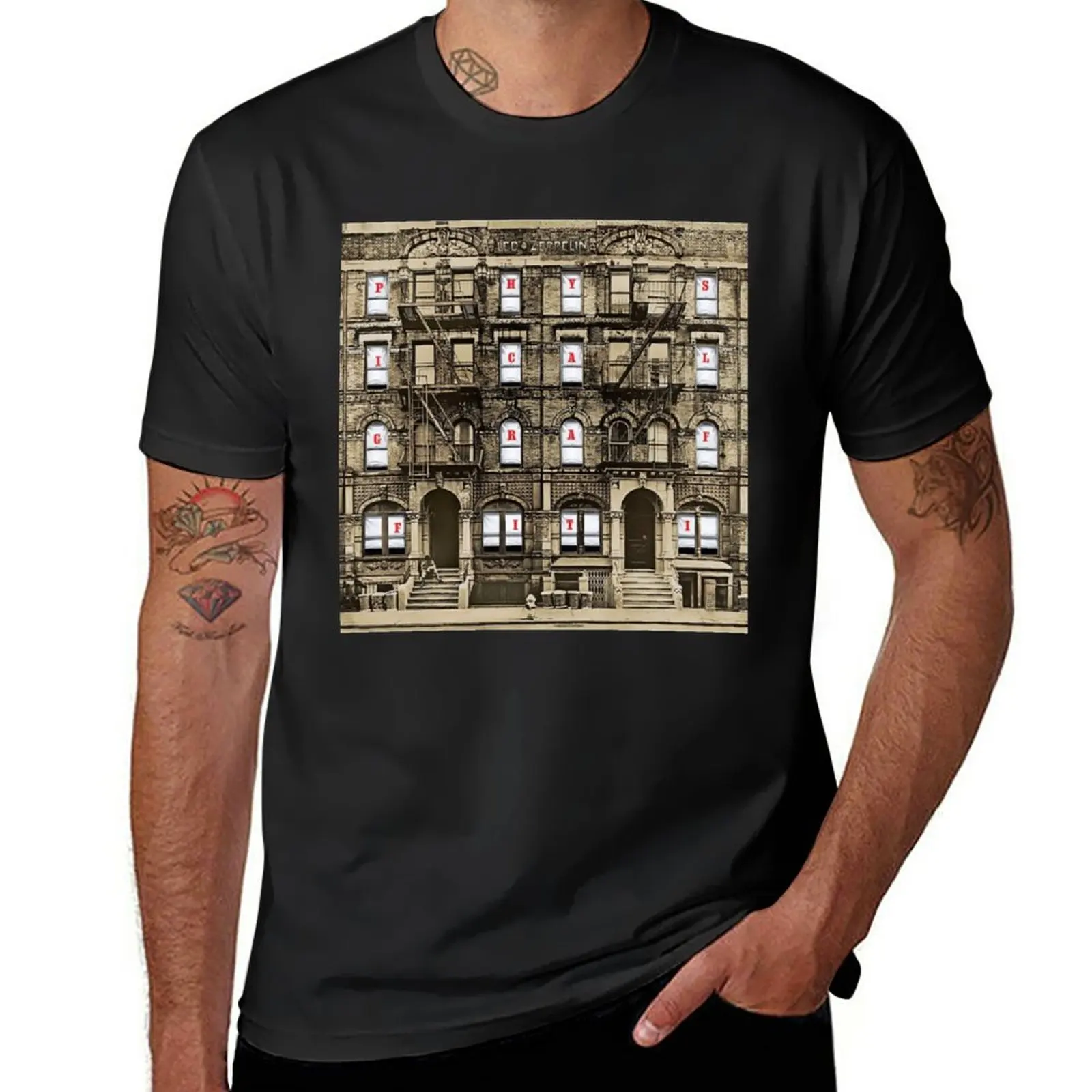 New Physical Graffiti (Hq) T-Shirt Maglietta Grafica Magliette Grafiche Magliette Nere T-Shirt Oversize Magliette Semplici Da Uomo