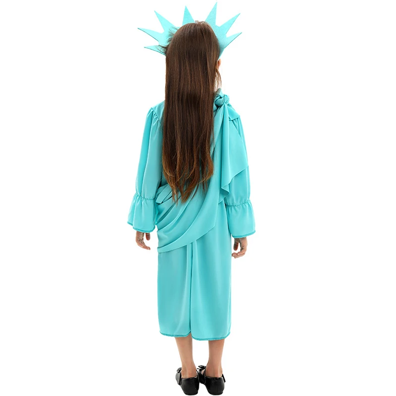 New Arrival Child Patriotic USA Lady Liberty Halloween Fancy Dress Up Girls Statue of Liberty Costume Kids Clothes Clothing Set