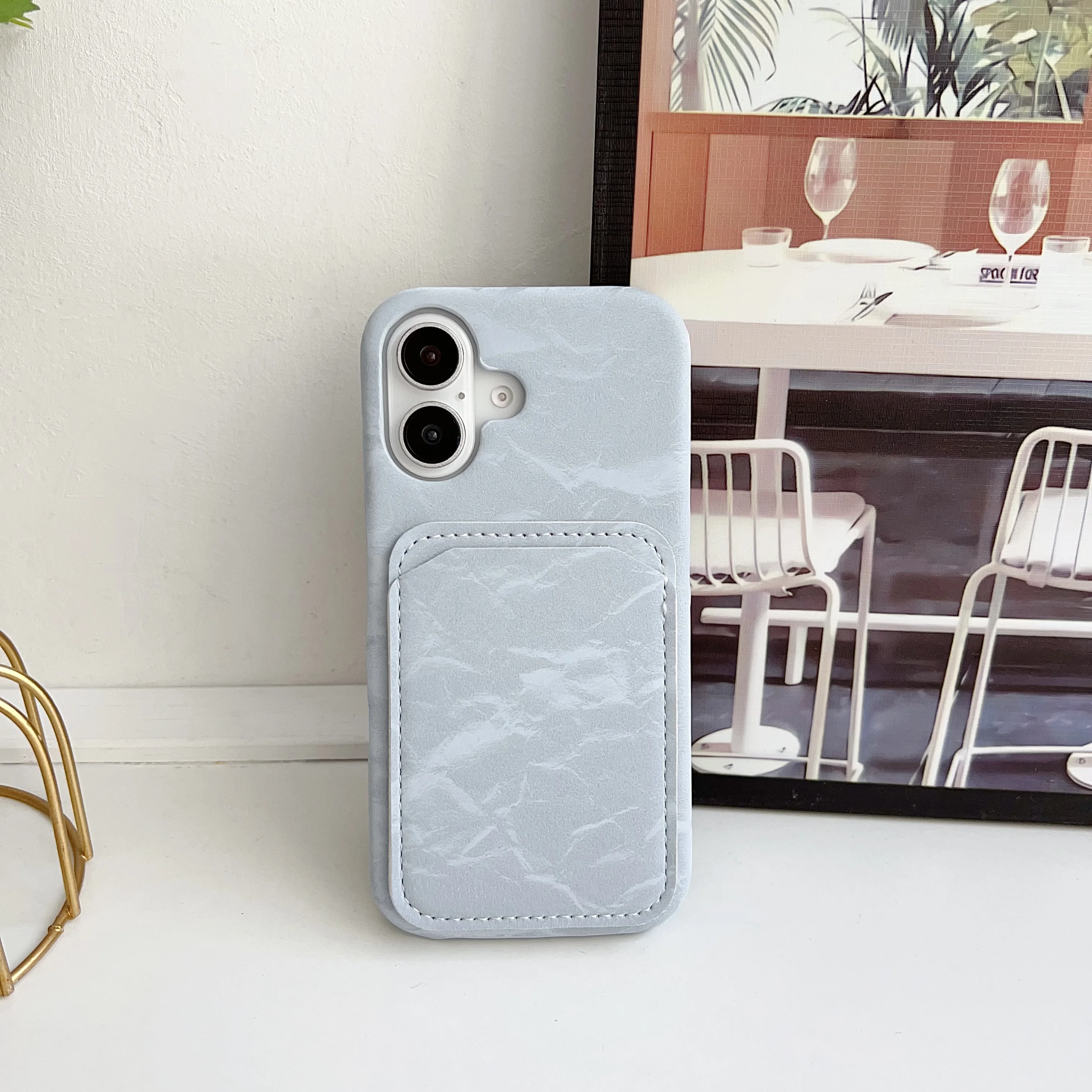 Luxurious Korean Satin Silk Texture Card Holder Wallet Phone Case - Smooth Shockproof Hard Back Cover