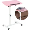 Portable Multifunctional Removable Laptop Desk with Wheels Bed Sofa Books Snack Pink 2