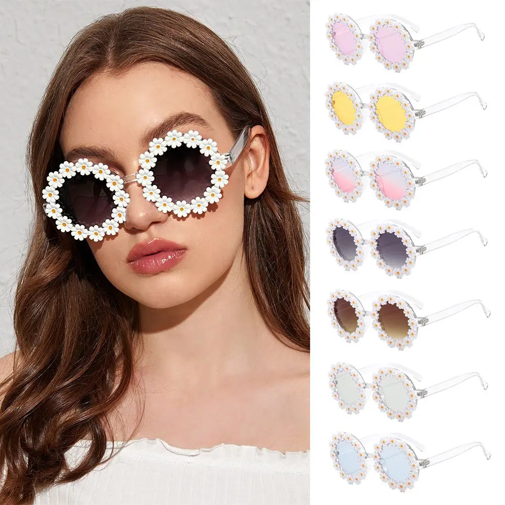 RetroDaisySunglassesForWomenFlowerRoundFrameSunGlassesFashion