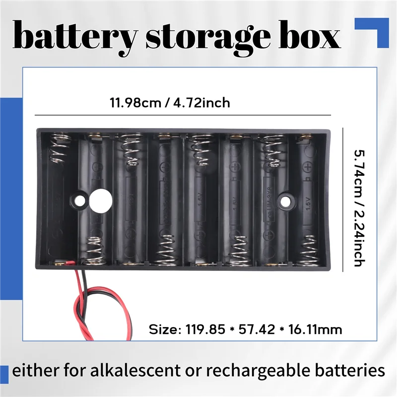 AA60-신형 플라스틱 8 X 1.5V AA 2A 셀 배터리 홀더 보관함 표준 12V 케이스 리드 와이어 포함