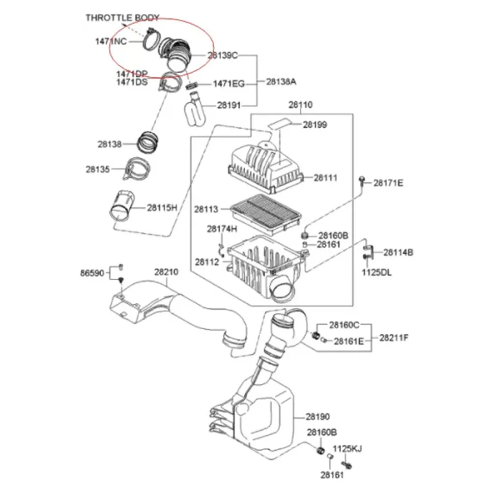 

Durable High Quality Hot Sale Practical Brand New Air Line Air Hose ABS Replacement 28139-2E100 Auto Accessories