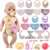 2Pcs Diapers + Bibs Doll Clothes Accessories For 43Cm Baby New Born And 18Inch American Doll Generation Girl's Holiday Gifts 1