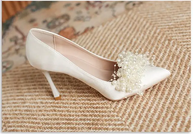 Wedding Shoes Brautschuhe Flach Perlen 30-43 Sommer Strass Perlen - Main Image