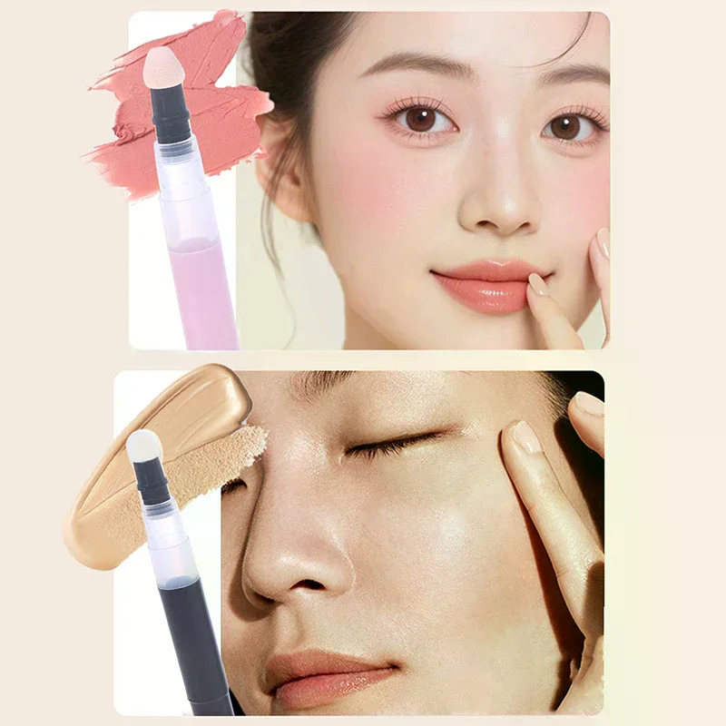 1pc 3ml Empty Twist Cosmetic Pen - Sponge Tip Lip Gloss Tube Foundation Concealer Dispenser Refillable Makeup Container