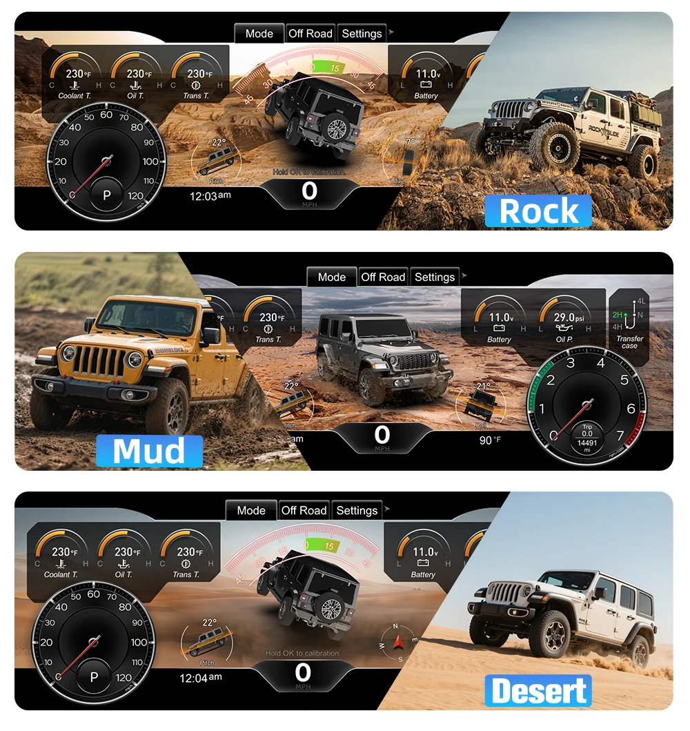 12.3”Digital Dashboard Upgrade Kit for Wrangler JL 2018-2023 Speedometer LCD das