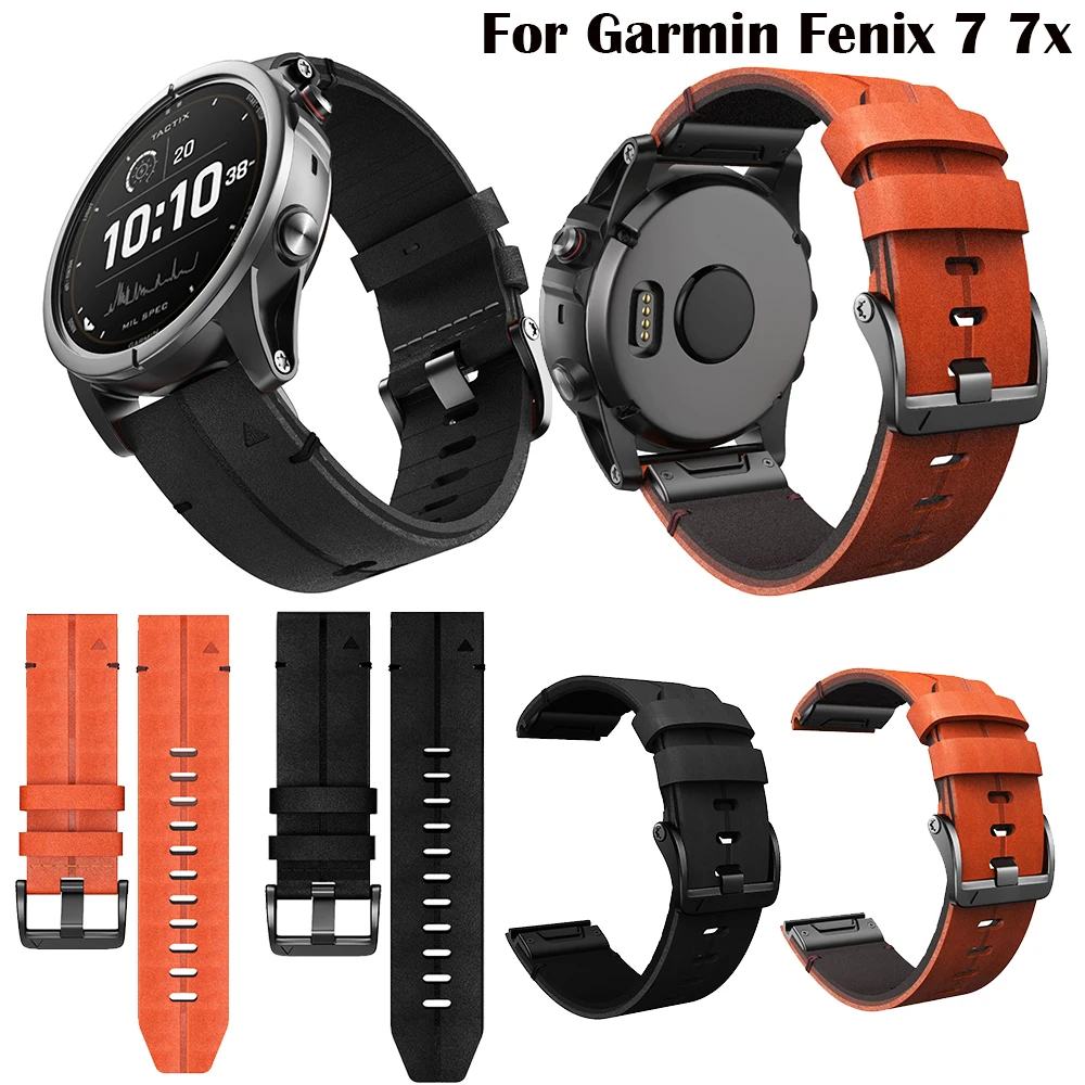 

22mm 26mm Quick Release leather Watchband For Garmin Fenix 7 Pro 6 5 / Fenix 7X 6X Pro 3 3 HR Smart Watchband Easyfit Wriststrap