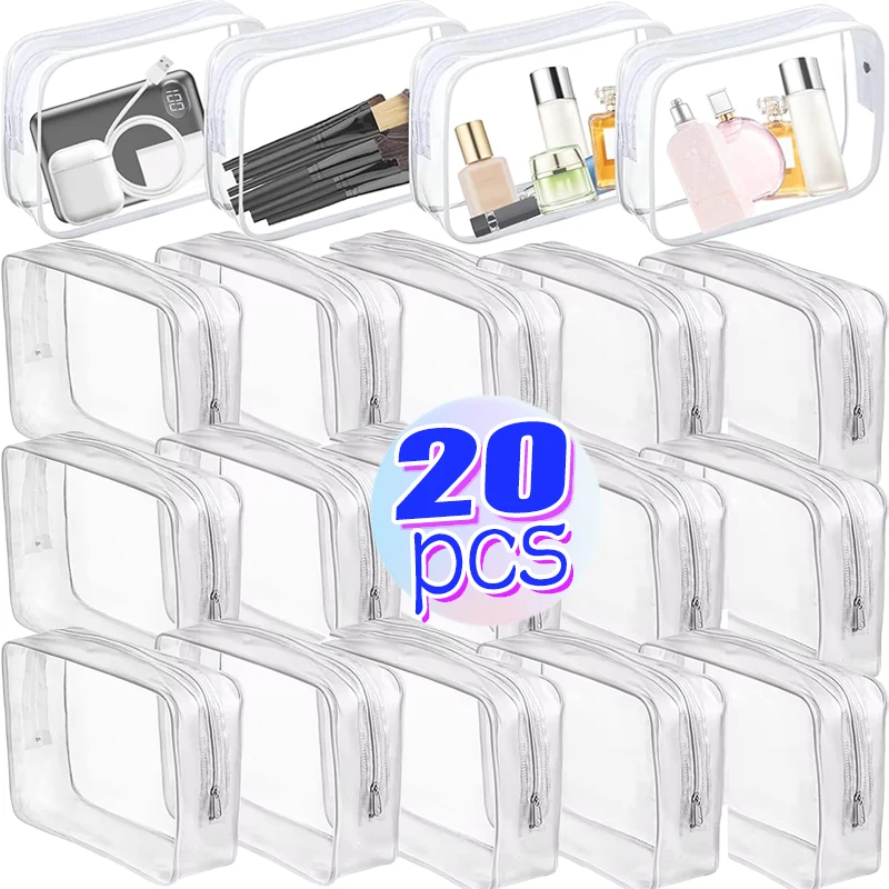 1/20pcs Transparent PVC Storage Travel Organizer Clear Makeup Bag Beautician Cosmetic Bag Beauty Case Toiletry Bag Wash Bags 1