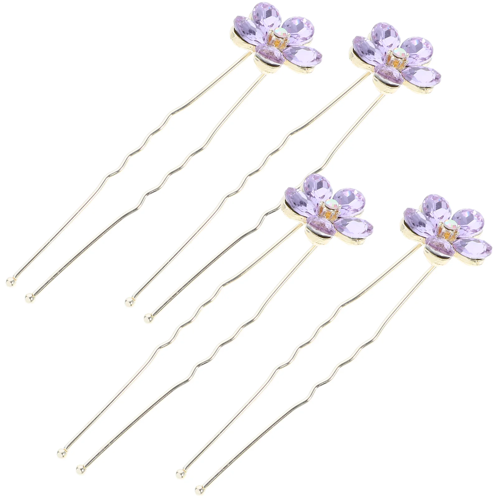 

4 Pcs Braiding Hairpins Rhinestone Wedding Bridal Accessories U Shaped for Fork