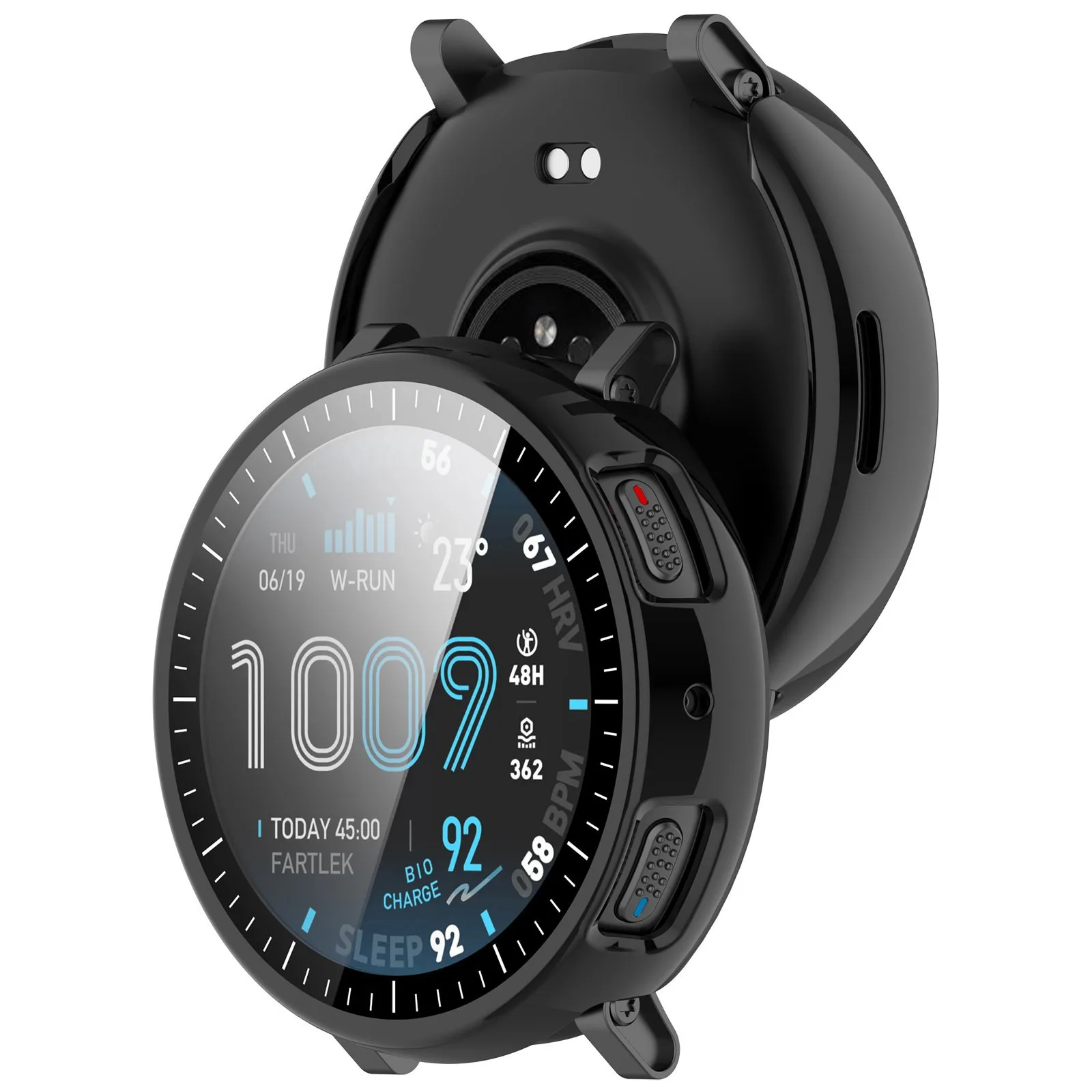 Amazfit Active Max용 풀 커버리지 보호 케이스 Amazfit Active Max 범퍼 쉘 프레임용 강화 유리 스크린 프로텍터