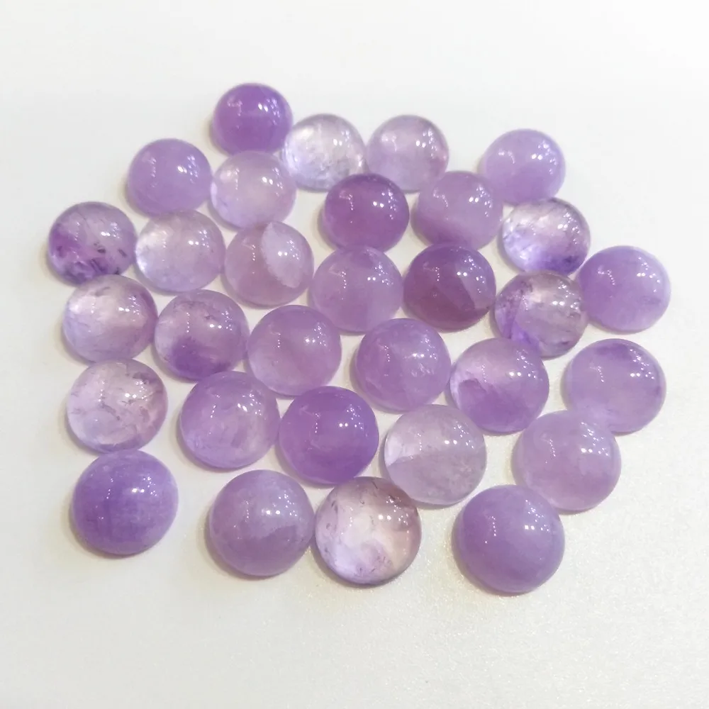 

Genuine Lavendar Amethyst 8mm 10mm Round Shape Cabochon Face Ring Wholesale Gemstone Loose Beads For Jewelry Making