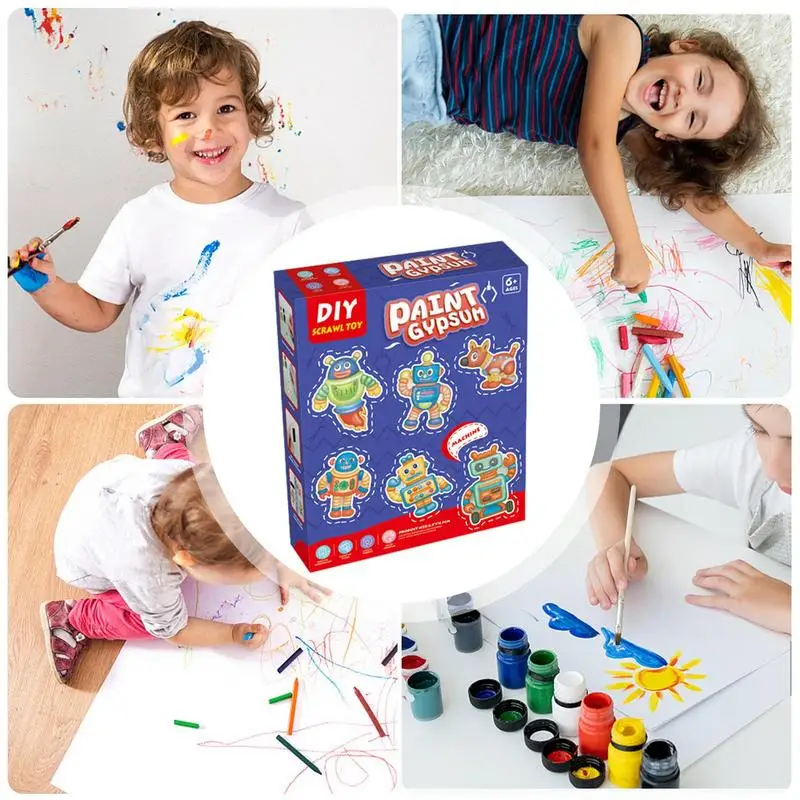 Plaster Painting Kit Parent-Child Ceramic Painting Kit 12 Colors Watercolor  Pen And 6 Shapes Of Dinosaur Plaster Ceramic - AliExpress