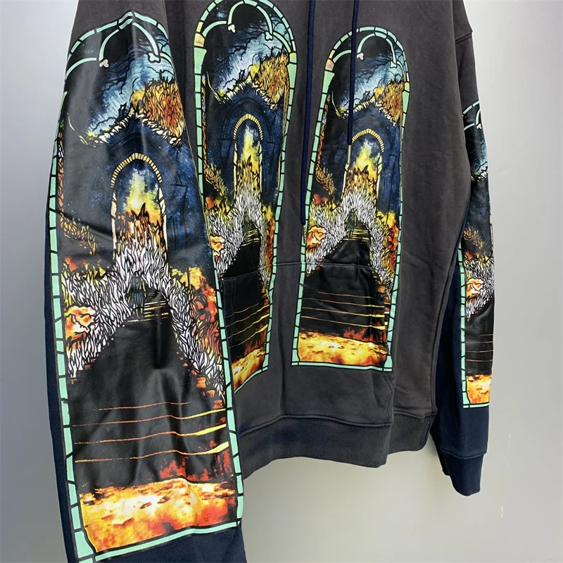 Free shipping pure cotton indigo blue WHO DECIDES WAR hoodie for men's casual loose fit hoodies