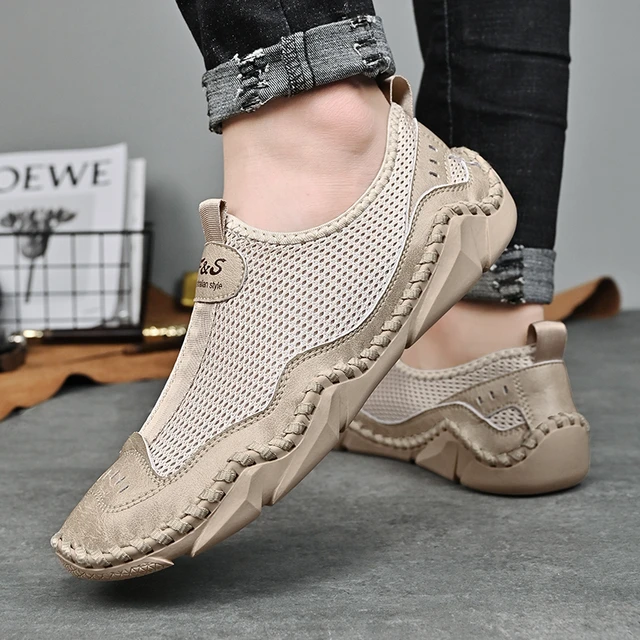 Fashion Men Loafers breathable lace up flats male footwear Casual Shoes  38-48