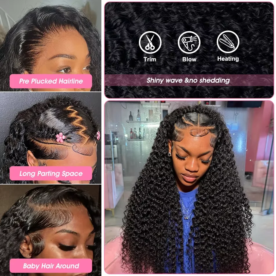 Xcurly Curly 13x6 HD 30 34 Inch Deep Wave Lace Front Human Hair Wigs 13x4 Transparent Lace Frontal Wig 5x5 Glueless Remy Wig 3