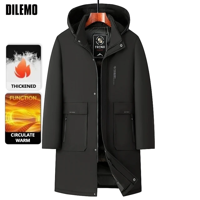 High End Long Thicken Winter New Brand Casual Fashion Heavy Hooded Parka Jacket Outdoor Windbreaker Windproof Coats Outerwear 1