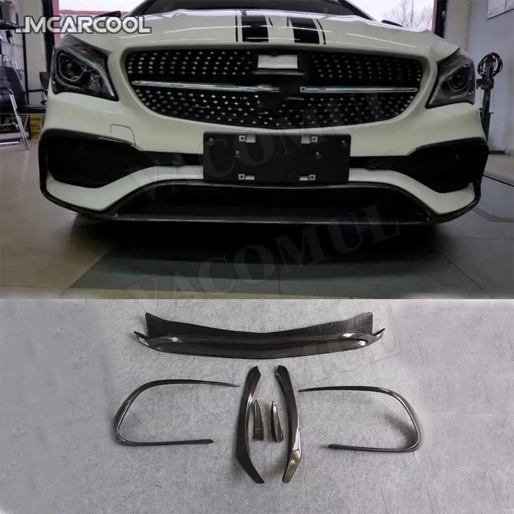 

For W176 A Class Carbon Fiber Front Lip Spoiler Flap Canards for Benz A180 A200 A250 A45 AMG 2016-2018 Car Bumper Trim Covers