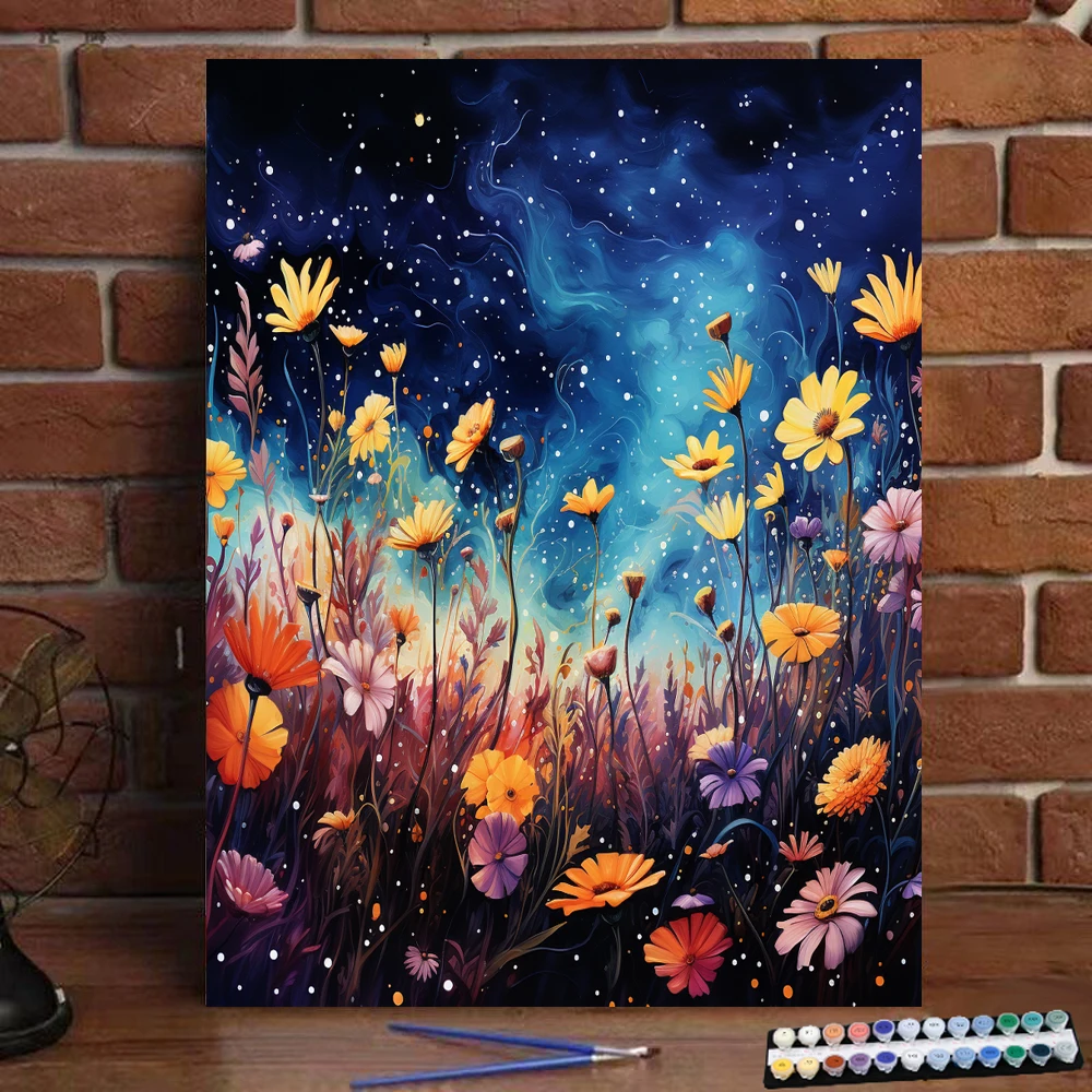 

Картина по номерам, яркие дикие цветы, искусство, культура, цифровая живопись, ручная работа, подарок для взрослых и детей, настенное украшение, цифровое искусство