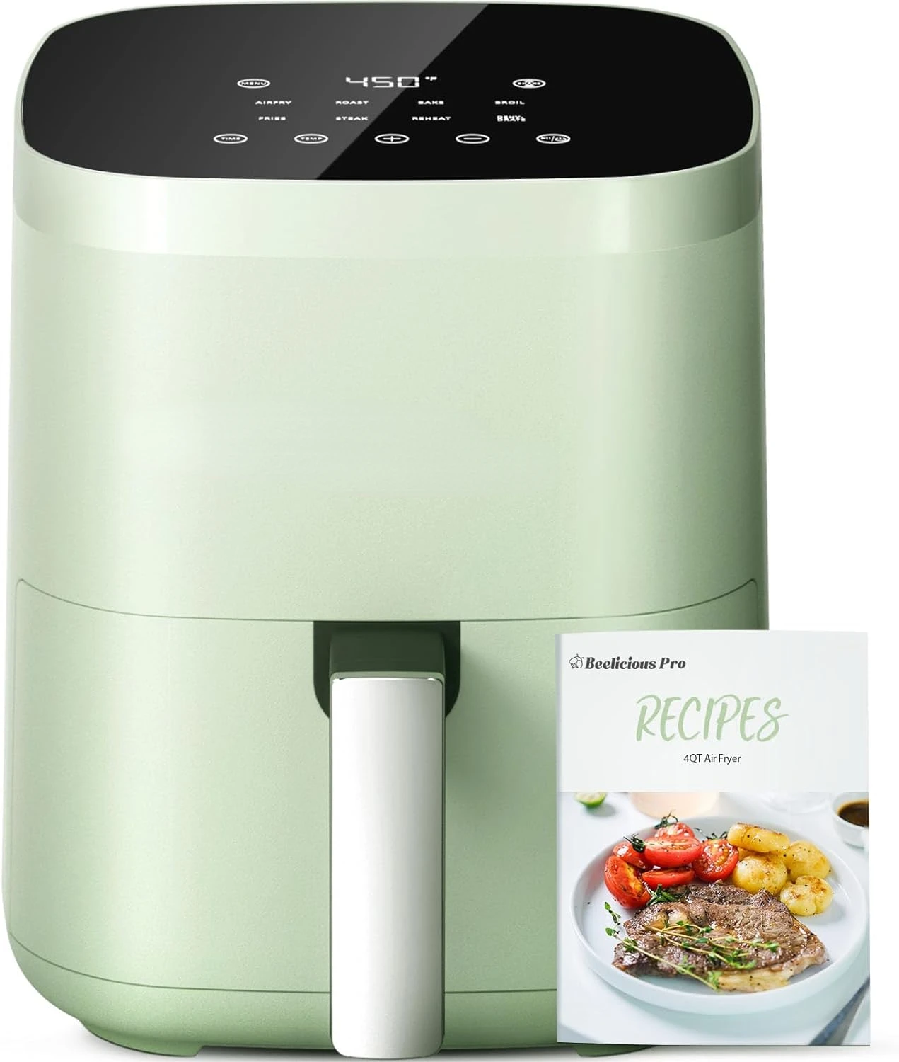 

Air Fryer,Beelicious® 8-in-1 Smart Compact 4QT Air Fryers,Shake Reminder,450°F Digital Airfryer with Flavor-Lock Tech,Tempered