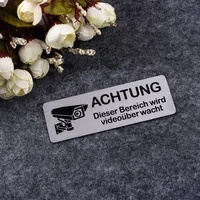 Panneau d'avertissement de vidéosurveillance en aluminium, 85x30mm, caméra privée de Surveillance avec autocollant avec bande, 1/2 pièces 2