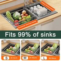 Adjustable Dish Drying Rack Stainless Steel Dish Drainer Fruit Vegetable Drainer Kitchen Sink Drain Holder Storage Rack 2