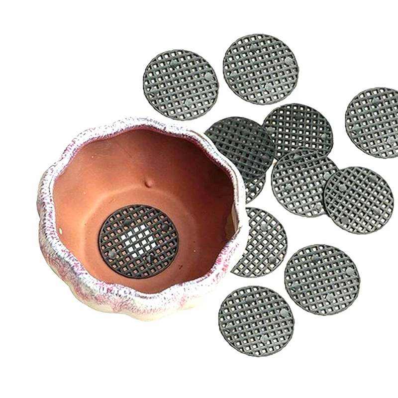 

50Pcs Bottom Grid Mat Multi-function Flowerpot Mesh Pad Hole Bonsai Basin Bottom Breathable Gasket Gardening Accessories