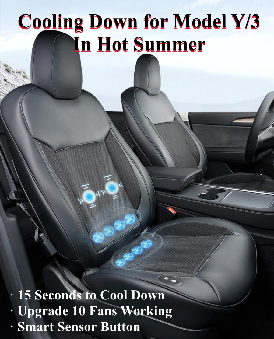 2023 NEW Tesla Model Y / 3 Smart Cooling Car Seat Cushion for Summer  Driving Breathable Seat Cover with 10 Fans 15s Cool Down - AliExpress