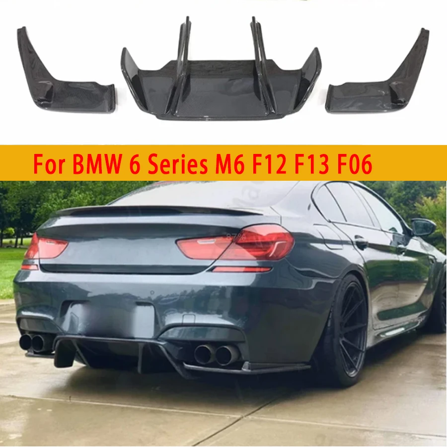

Автомобильный диффузор для заднего бампера из углеродного волокна для BMW 6 серий M6 F12 F13 F06, задние разветвители, спойлер с лампой, задняя губа, автомобильные аксессуары