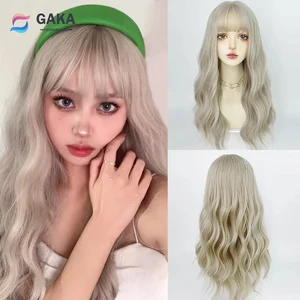 GAKA искусственные блонд волнистые кудрявые синтетические женские парики с челкой Лолита Косплей Пушистые натуральные волосы парик для ежедневного роста
