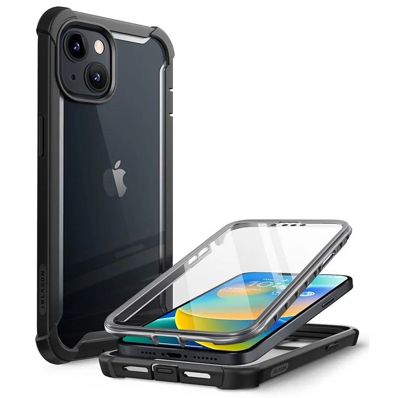 

For iPhone 14 (2022)/For iPhone 13 (2021) 6.1" Case I-BLASON Ares Dual Layer Rugged Bumper Case with Built-in Screen Protector