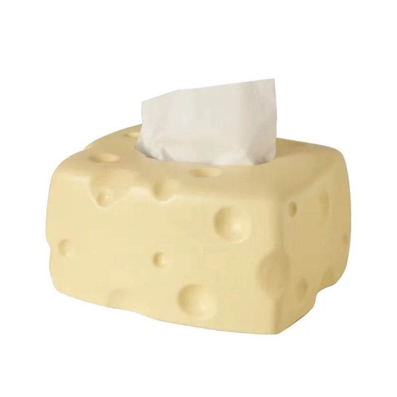Cheese Tissue Box Holder Ceramic Home Decoration Kawaii Tissue Box Paper Storage Box for Living Room Vanity Countertop Office 6