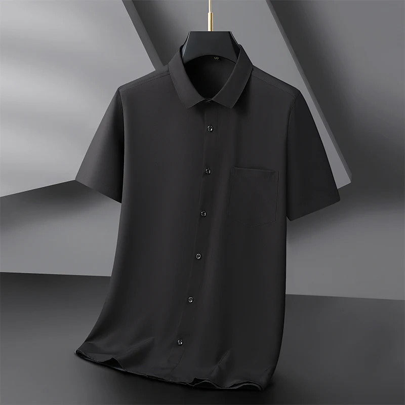 Men Shirt Short Sleeve Summer Waterproof  Antifouling Oversize 6XL 7XL 8XL 10XL Plus Size Oil Proof Formal Casual High Quality 5