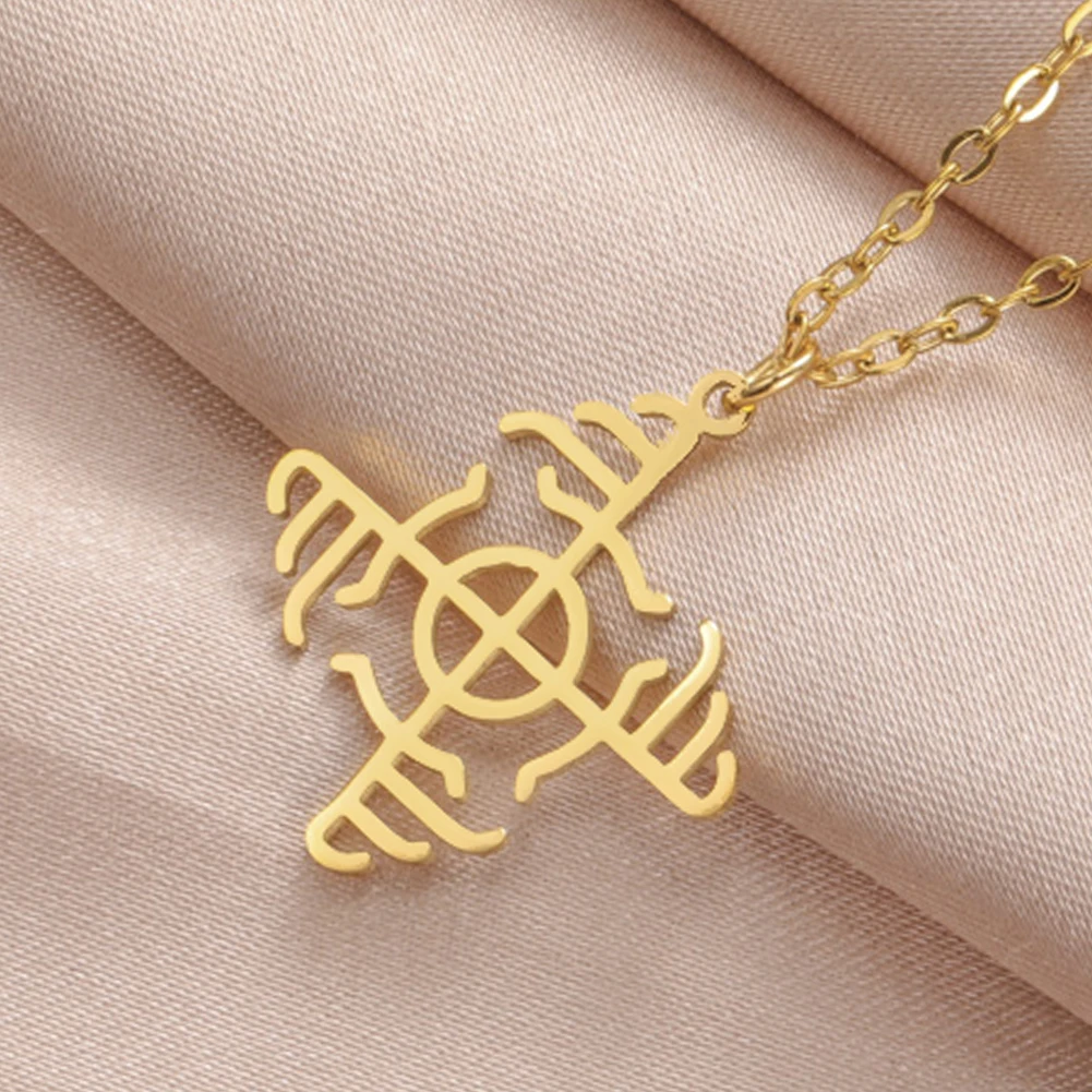 Amaxer Bindrune Beschermende Ketting Amulet Runen Viking Noorse Sieraden Hanger Doos Ketting voor Mannen, L60, Roestvrij staal