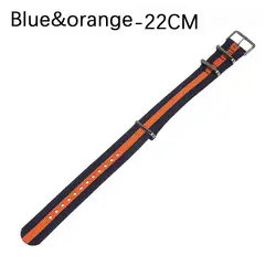 Durable Adjustable Nylon Sport Bracelet Watch Strap Loop - 22mm (Blue - orange)