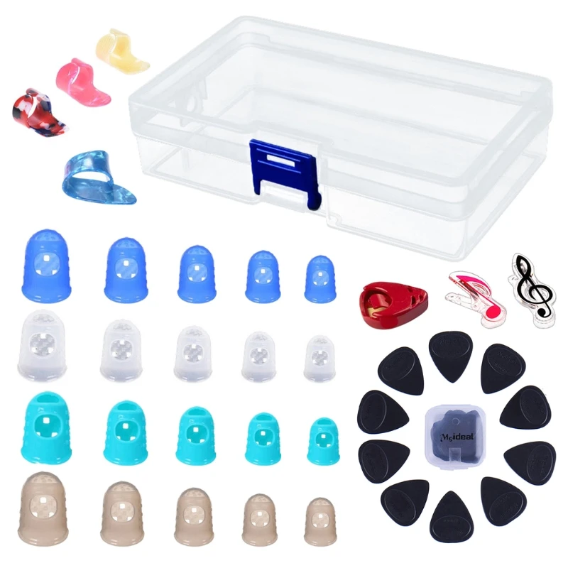 

Guitar Finger Protectors Celluloid Finger Picks Guitar Picks Pick-up Clip 38pcs TOP quality
