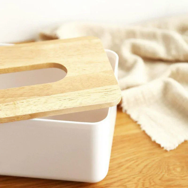 Plastic Tissue Box Modern Wooden Cover Paper with Oak Home Car Napkins Holder Case Home Organizer Decoration Tools tissue box 2