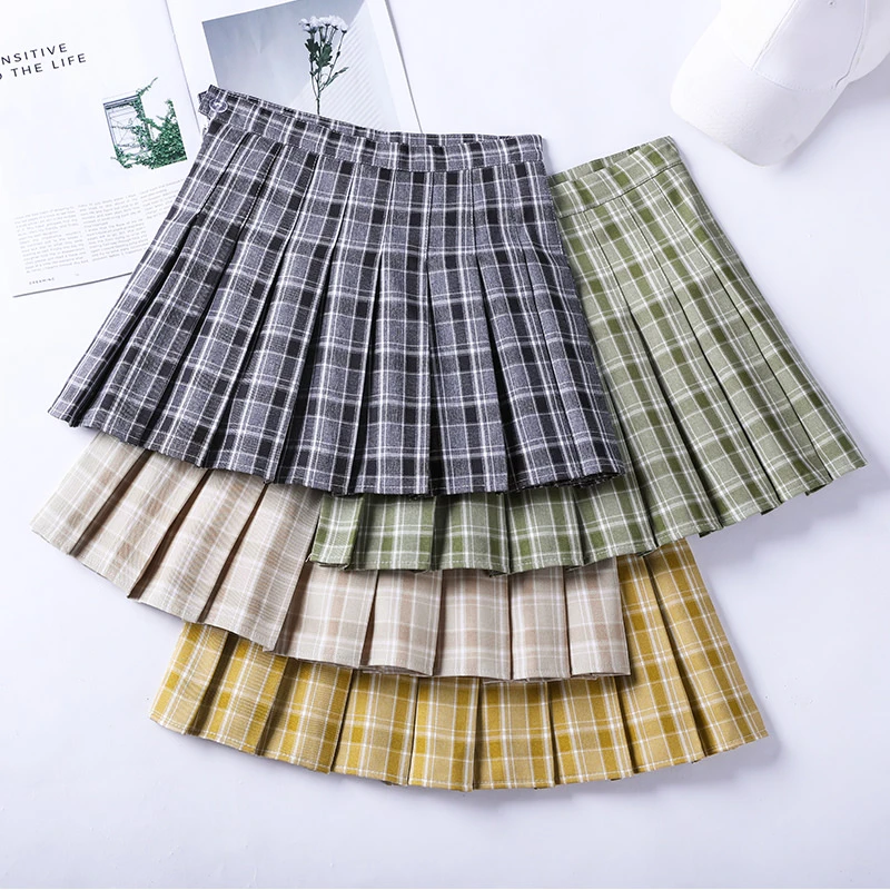 

Plaid Skirt Summer Women's Clothing Korean Preppy Style High Waist School Uniform Mini Pleated Skirt With Shorts Jupes For Girls