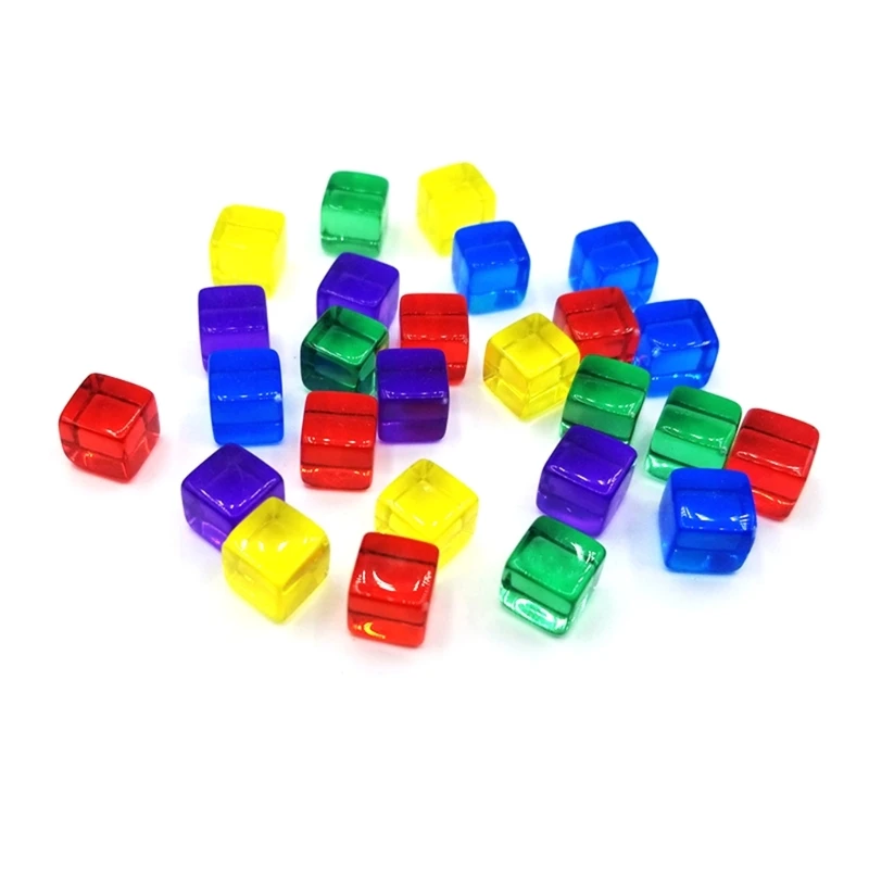 200Pcs Colorful 6 Sided Acrylic Dices 8mm Blank Cubes Square Corner Clear Dices napkin holder acrylic paper towel dispenser tray box clear tissue guest square case luncheon hand bathroom desktop napkins