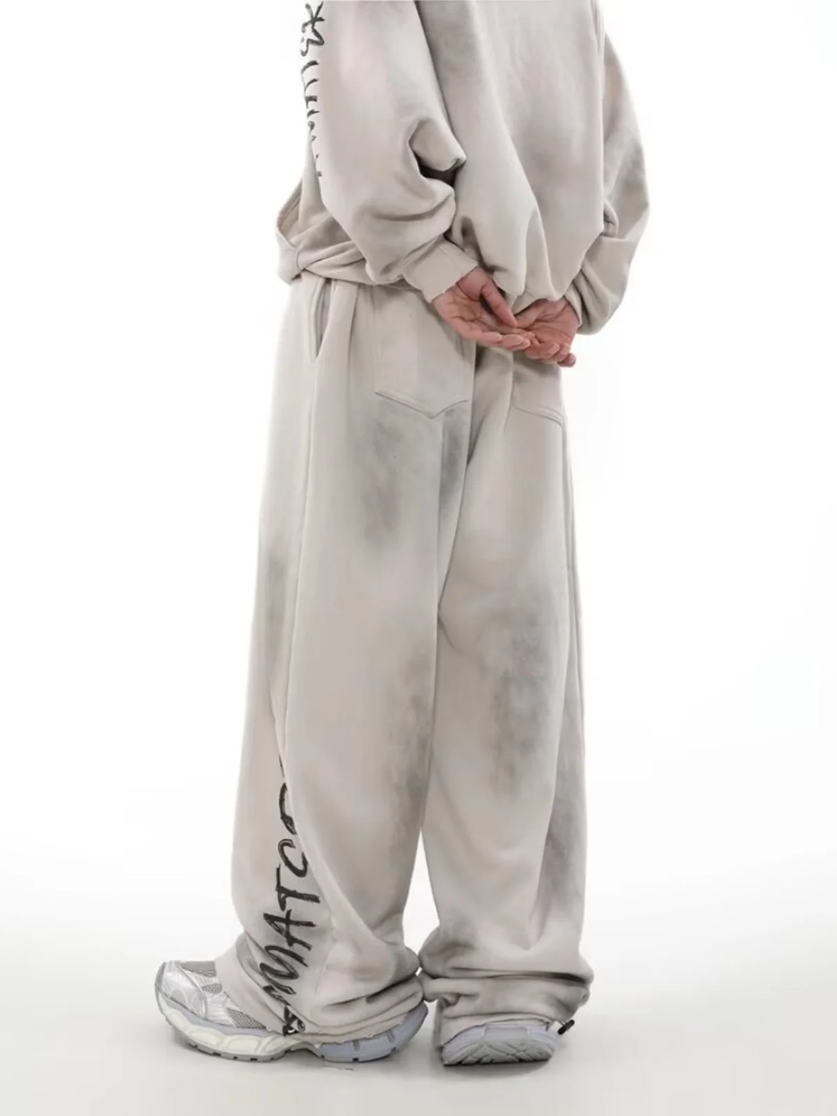 Retro American Heavyweight Mud Dye Zipper Hoodie Set ex Hiphop Sweatpants Sport Two Piece Set Youth Casual Autumn Winter