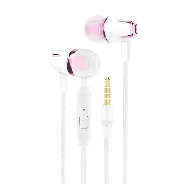 Wired Earphone Electroplating Bass Stereo In-ear Headsets with Mic Hansfree Call Phone Headphone for Android iOS Dropshipping Pink