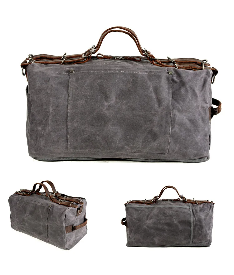 Grote waterdichte canvas leren reistas voor dames en heren, laptoptas, sporttas, weekendtas, schoudertas_voghion.com