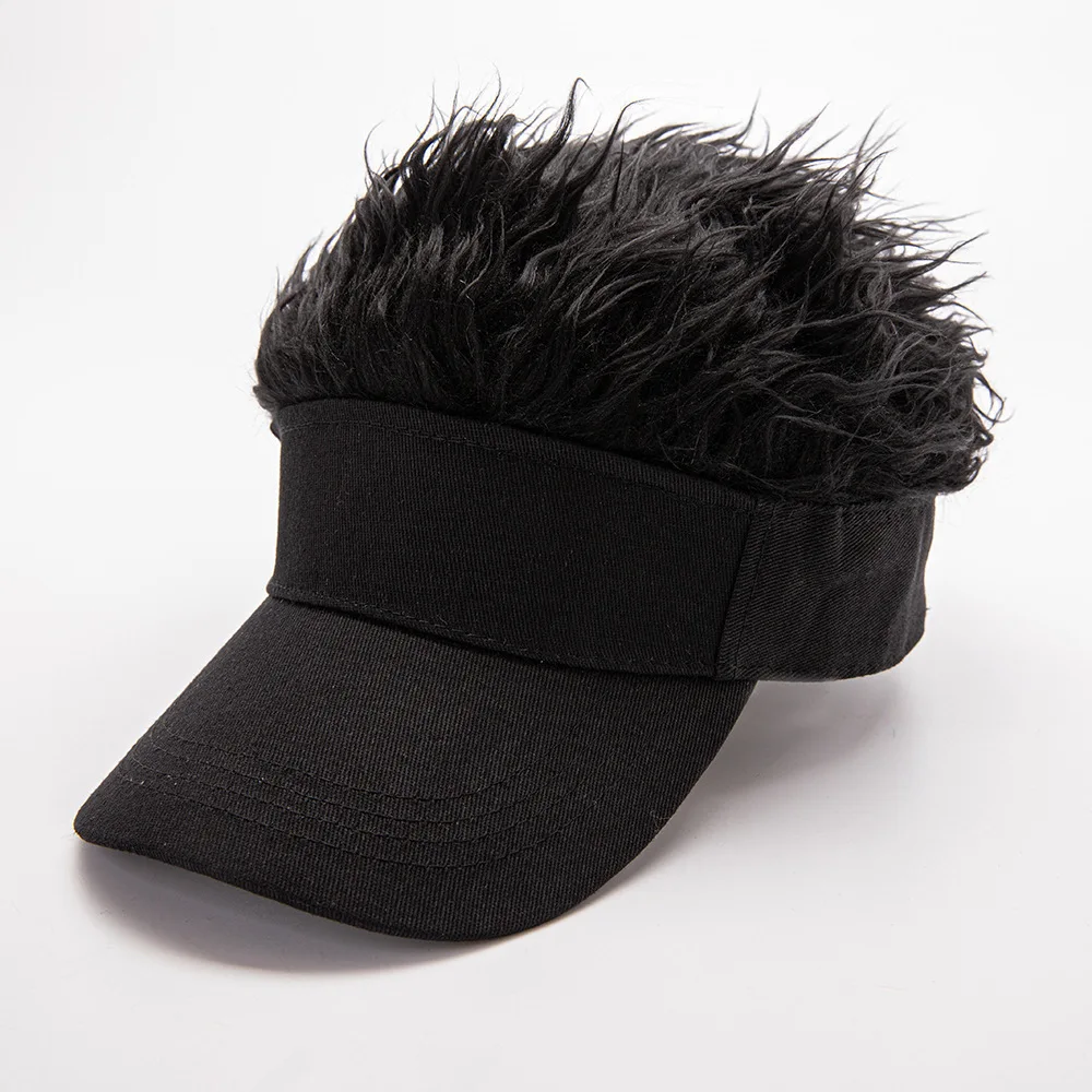 Golf Baseball Cap with Fake Flair Hair Cap Sun Visor Fun Toupee Hats Mens Womens Spiked Hairs Wig Hat
