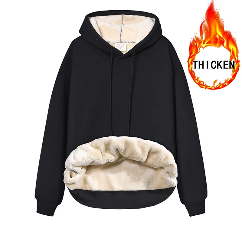 Winter Korean Style Hoodie Hooded Fleece Hoodies Harajuku Men Women Thick Pullovers Thicken Warm Sweater