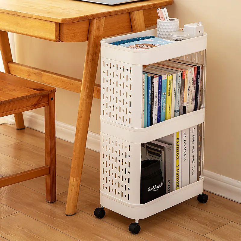 Simple Multifunction Removable Trolley Storage Rack Under Desk Floor Desk Sewn A4 Documents Magazine Book Organizer Storage Rack