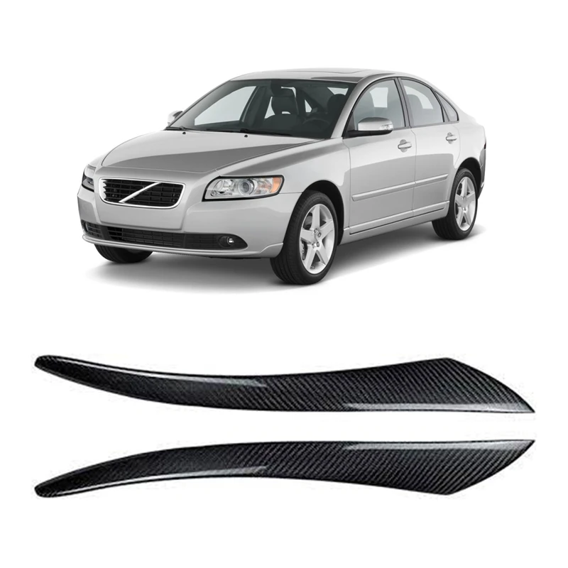 

For VOLVO S40 V50 2004-2012 Carbon Fiber Headlights Eyebrows Eyelids Cover Eyelash Head Light Lamp Sticker