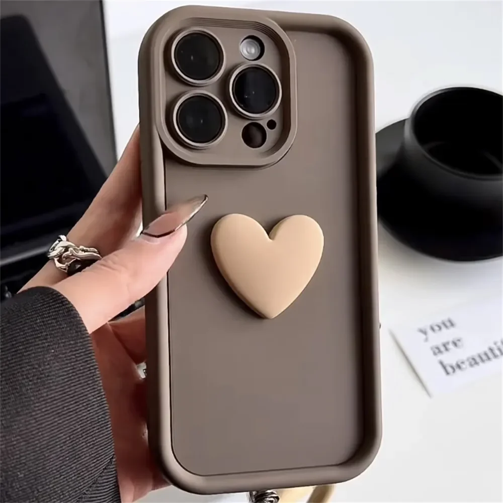 3D Love Heart Silicone Shockproof Phone Case - Stylish Protective Back Cover